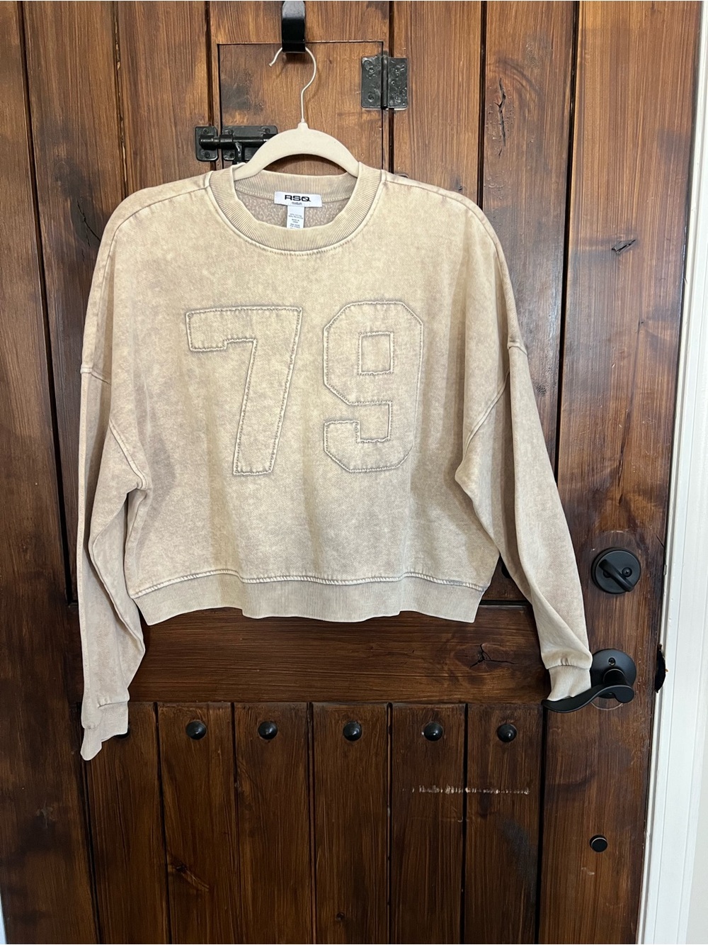 RSQ Women's Washed Tan '79' Crewneck Sweatshirt